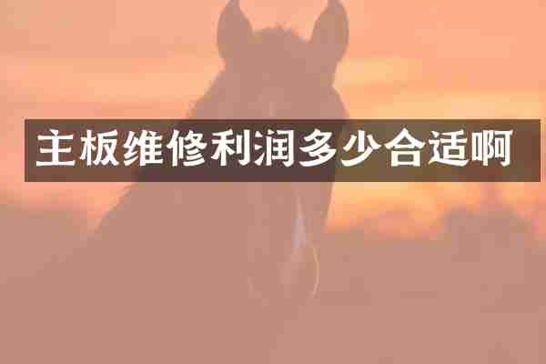 主板维修利润多少合适啊
