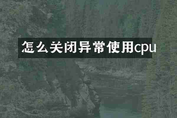 怎么关闭异常使用cpu