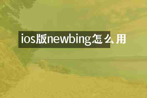 ios版newbing怎么用