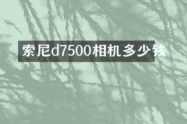 索尼d7500相机多少钱