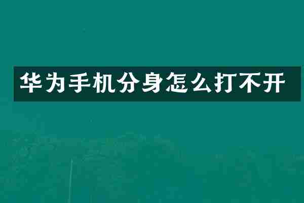 华为手机分身怎么打不开