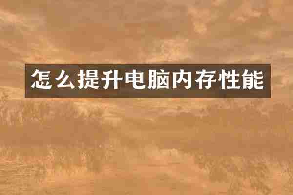 怎么提升电脑内存性能