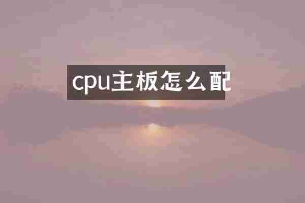 cpu主板怎么配