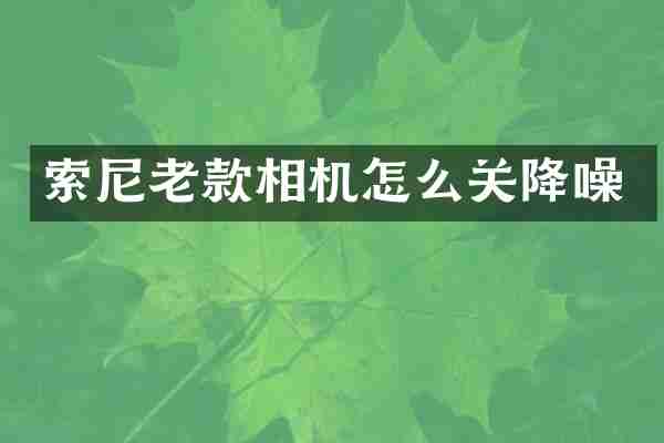 索尼老款相机怎么关降噪