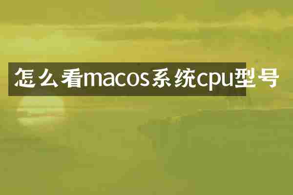 怎么看macos系统cpu型号