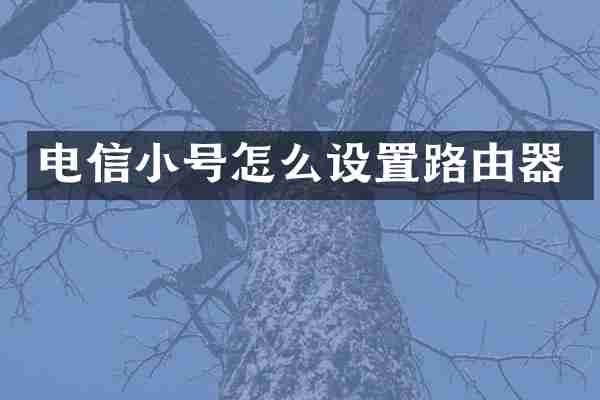 电信小号怎么设置路由器