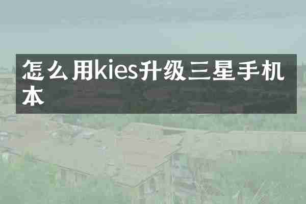 怎么用kies升级三星手机版本