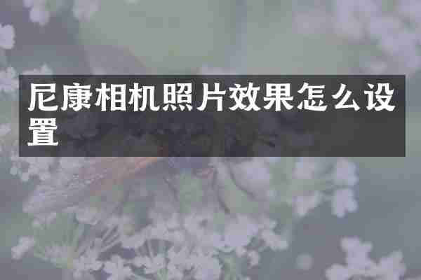 尼康相机照片效果怎么设置