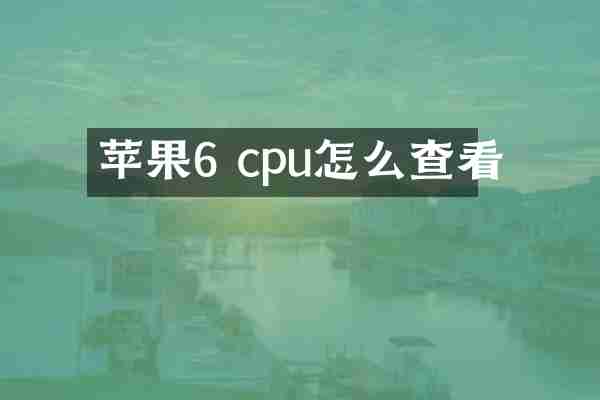 苹果6 cpu怎么查看