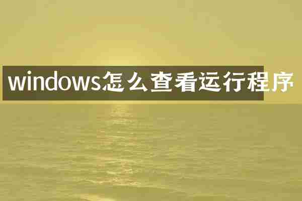 windows怎么查看运行程序