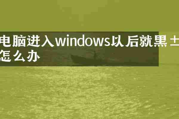 电脑进入windows以后就黑屏怎么办