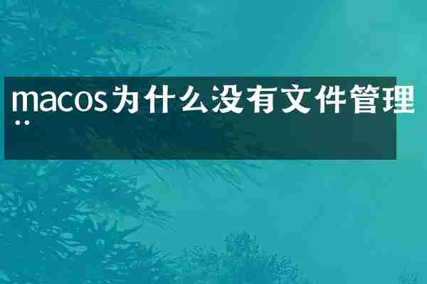 macos为什么没有文件管理器