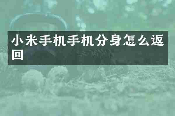 小米手机手机分身怎么返回