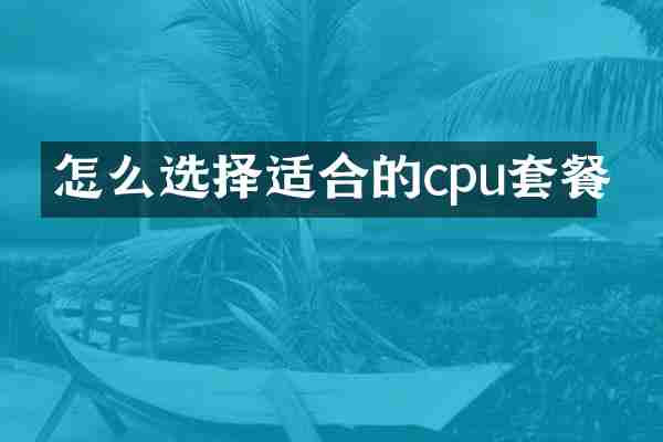 怎么选择适合的cpu套餐