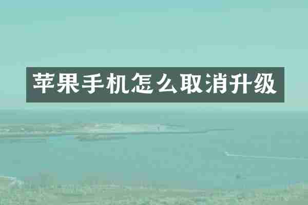 苹果手机怎么取消升级