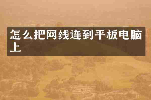 怎么把网线连到平板电脑上