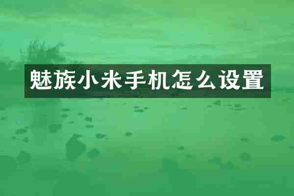 魅族小米手机怎么设置